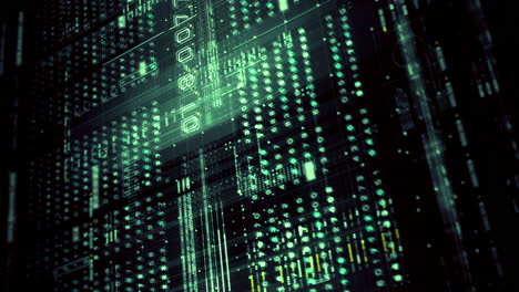 Vertical format: Advanced data matrix simulation with a dynamic and immersive display of interconnected data matrix information networks systems background