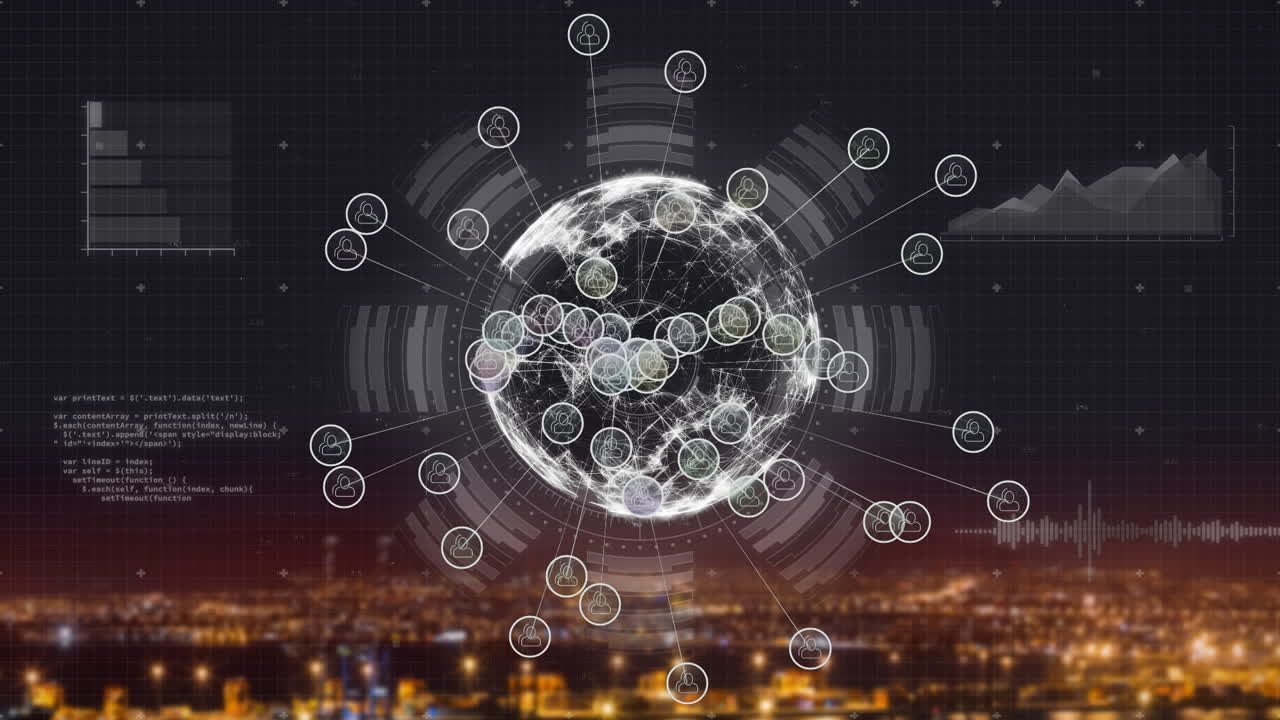 지구의 애니메이션과 도시 풍경에 대한 데이터 처리