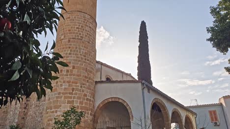 taht el kale mosque behind an orange tree in old nicosia in cyprus