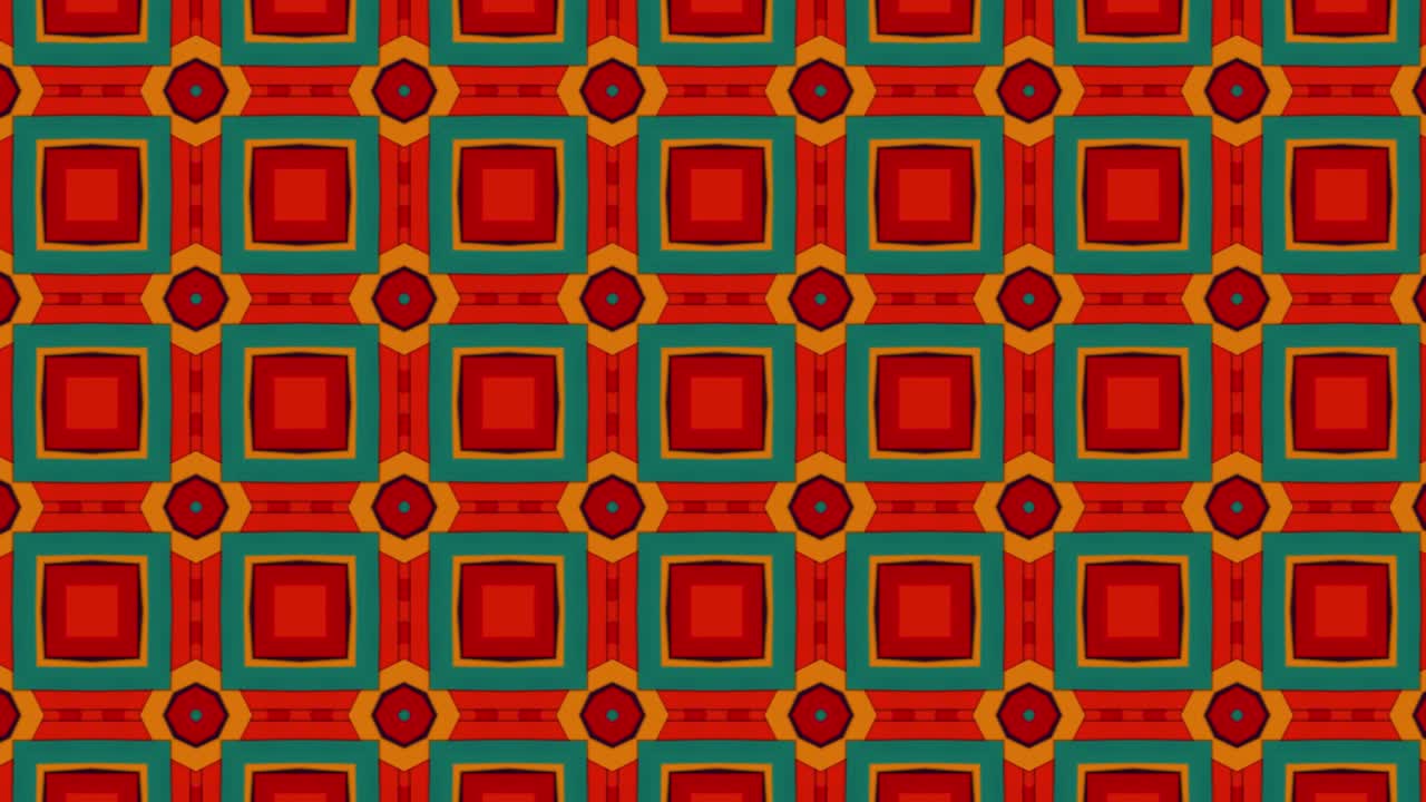 Beautiful red, green and yellow geometric seamless looping pattern, moving geometrical decorative elegant ornament endless background