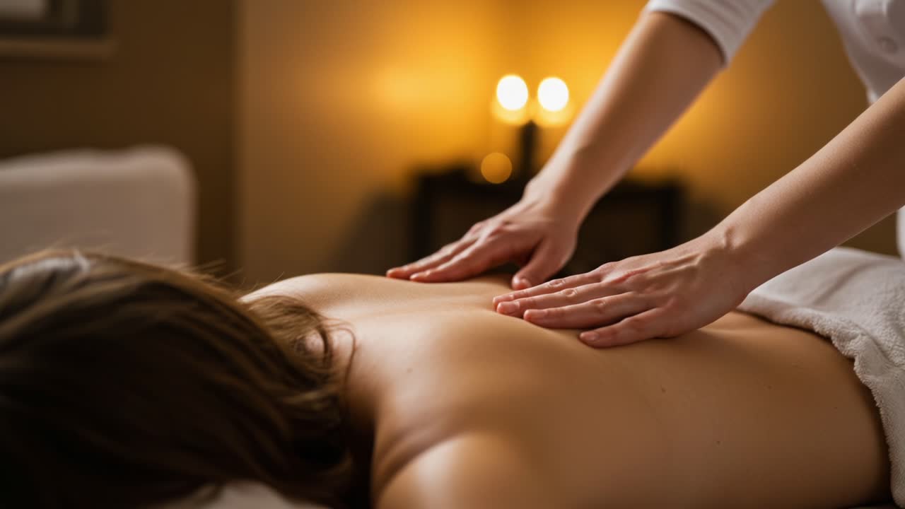 Relaxing Massage Therapy Session: Skilled Hands Applying Techniques for Ultimate Comfort and Relief in a Tranquil Spa Environment