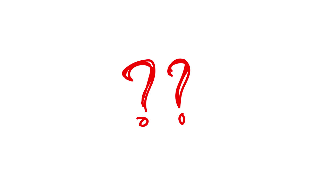 Red Hand-Drawn Question Marks Animating on White Background