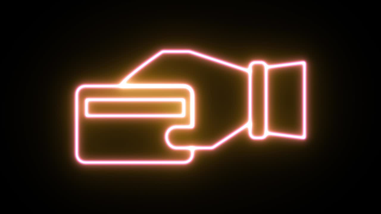 animación de icono de luz de neón. fondo negro 4k uhd.