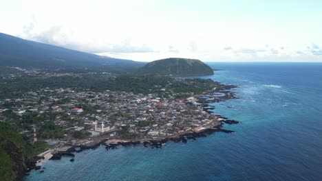 aerial view of a coastal town in grande comore, comoros