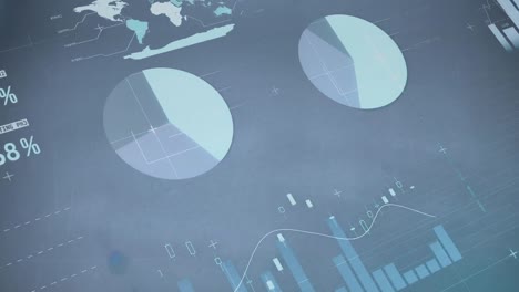 animation of financial data processing over grey background