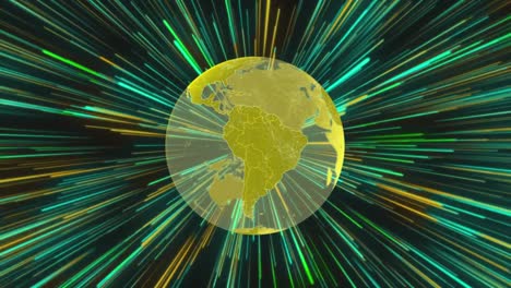 animación del globo sobre rastros de luz