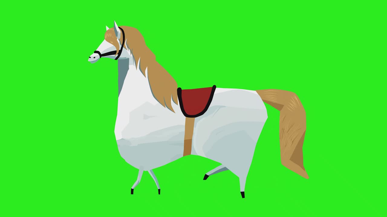 animación de ciclo de paseo de caballos. clip de video de dibujos animados.