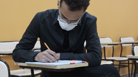 student mask exam in class