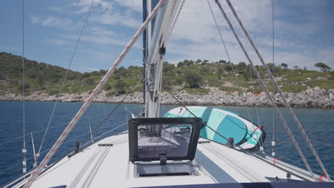 lefkada, greece - 11 august 2025 : view from a yacht at sea in lefkada, greece