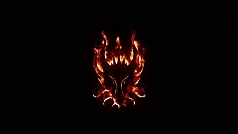 dragon head on fire and burning effect