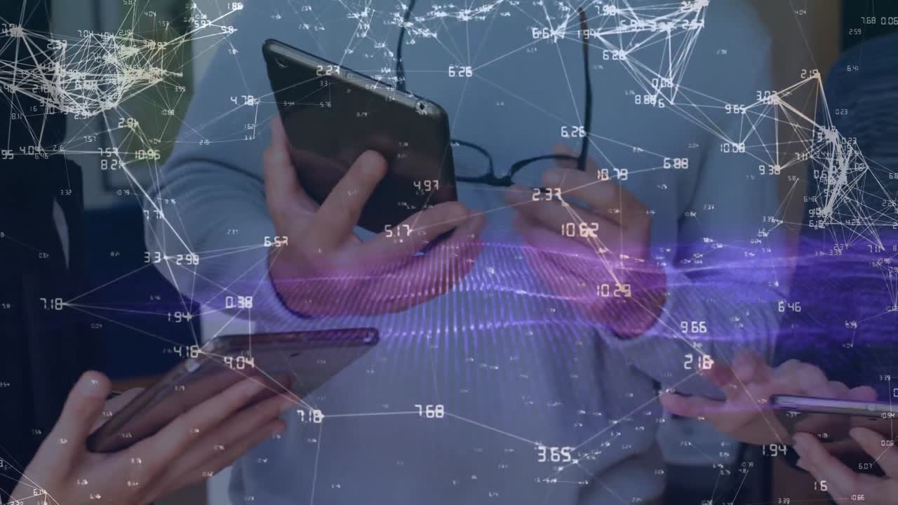 animación de la red de conexiones entre diversas personas de negocios en la oficina