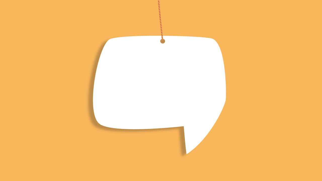 Speech bubble on rope falling and swinging