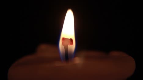 close-up of candle burning in the dark