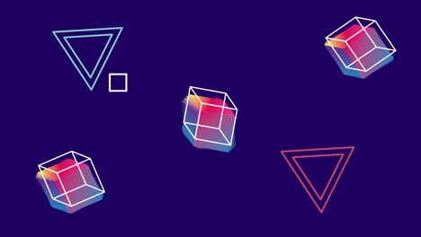 colors lines and geometric figures in blue background animation