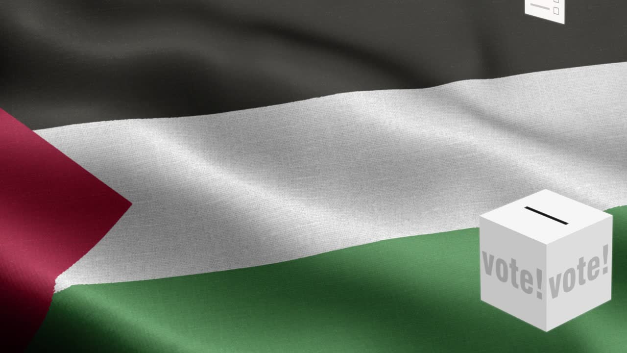 팔레스타인 선택을 위해 투표용지가 박스에 날아갑니다. 발 앞에 있는 투표용지. 선거. 투표. 팔레스타인의 발.