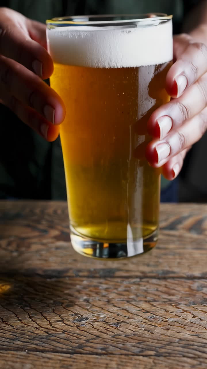 A glass of beer in hands