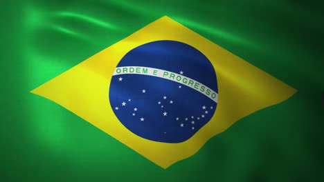 la bandera de brasil en movimiento. animación 3d realista de primer plano a cámara lenta