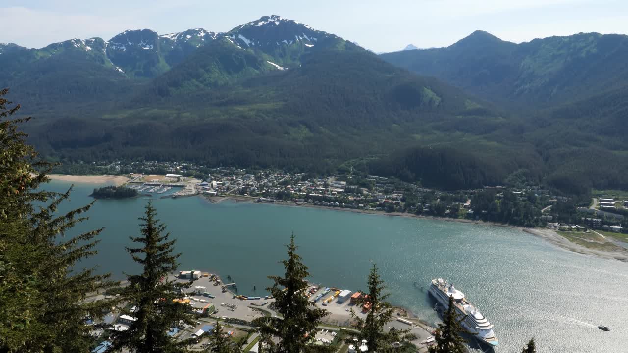 Juneau, Alaska.Beautiful view over the city of Juneau, Gastineau channel and Douglas island with Mount Bradley.