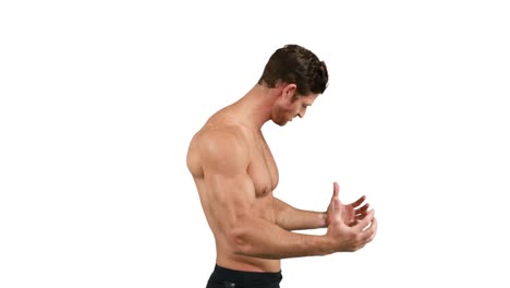 muscular man flexing his muscles