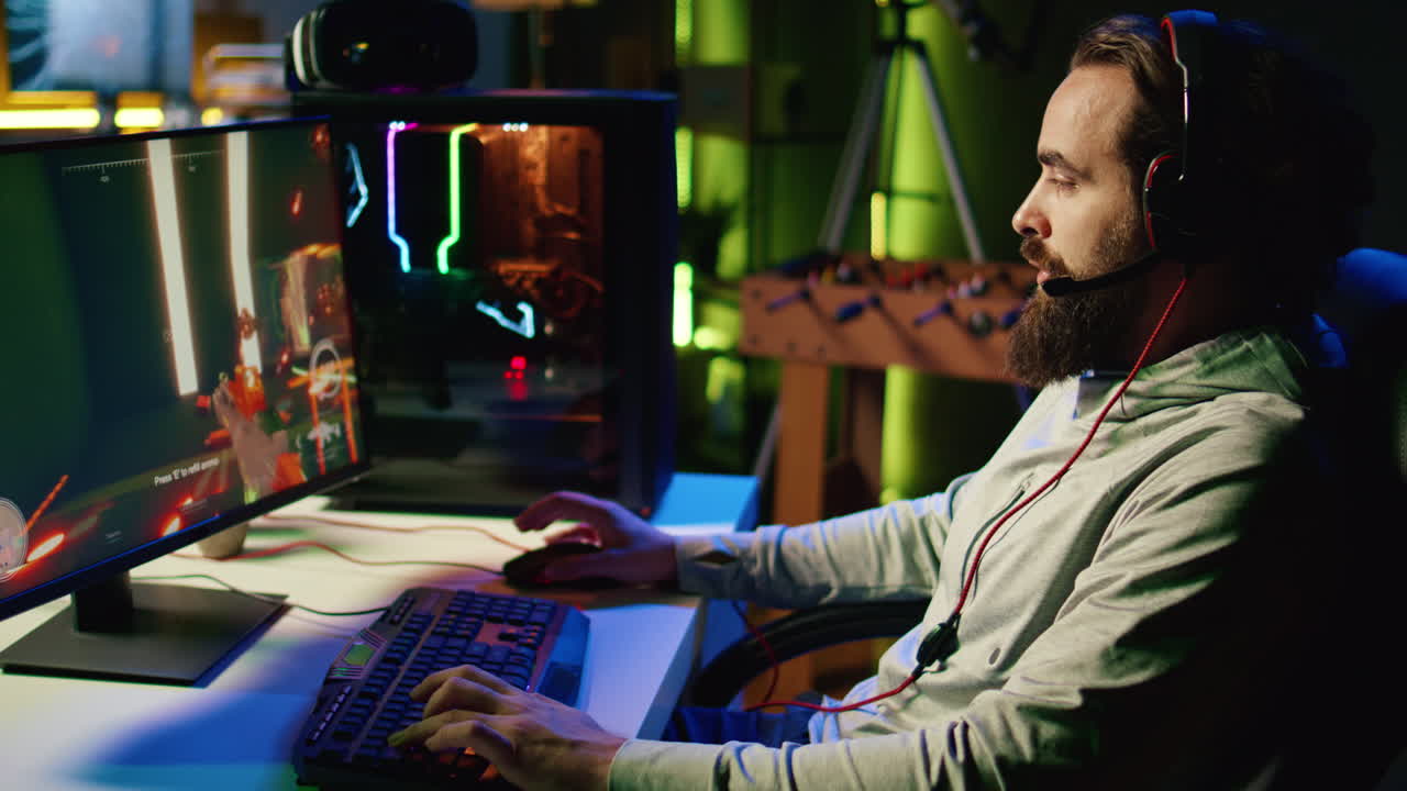 1인칭 슈팅 게임에서 게임 오버 스크린을 받은 후 화를 내는 게이머