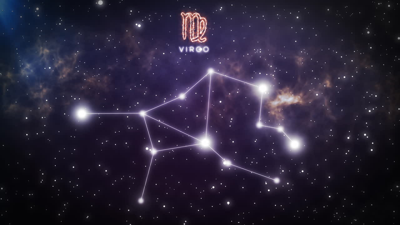Sterrenbeeld Maagd en constellatie vormen zich in de sterrenhemel