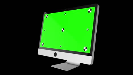 3d mockup of a computer monitor with a green screen