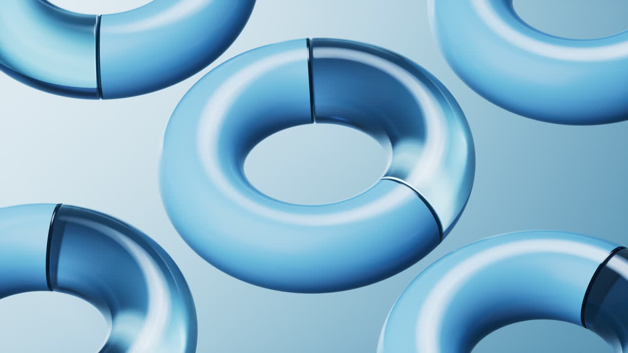 추상적인 토러스 모양 유리 기하학, 3d 렌더링