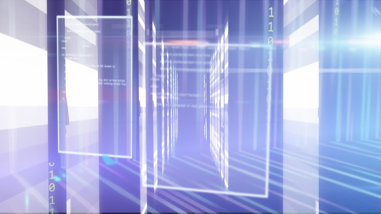 바이너리 코딩의 애니메이션과 연결 네트워크를 통한 데이터 처리