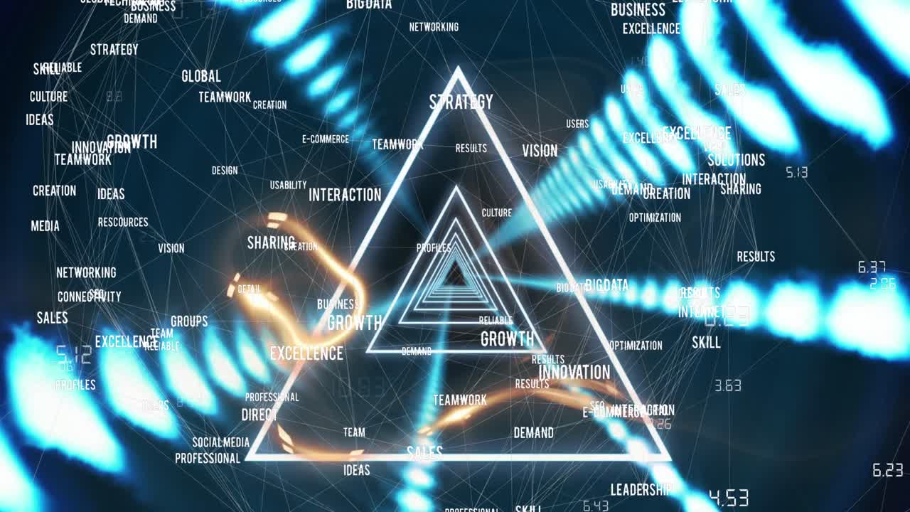 비즈니스 개념 아이콘의 네트워크와 삼각형 모양의 애니메이션을 원활한 패턴으로