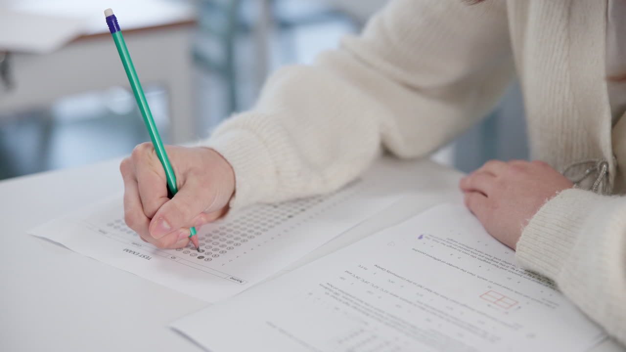 Student taking an exam