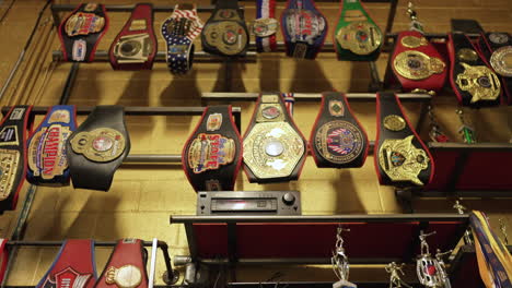 Till-up-view-of-champion-ship-belt-kept-in-gym