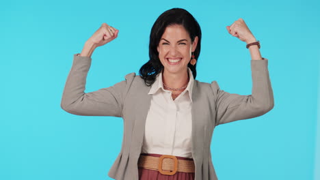 Campeona,-Mujer-De-Negocios-Y-Feliz-Ganadora