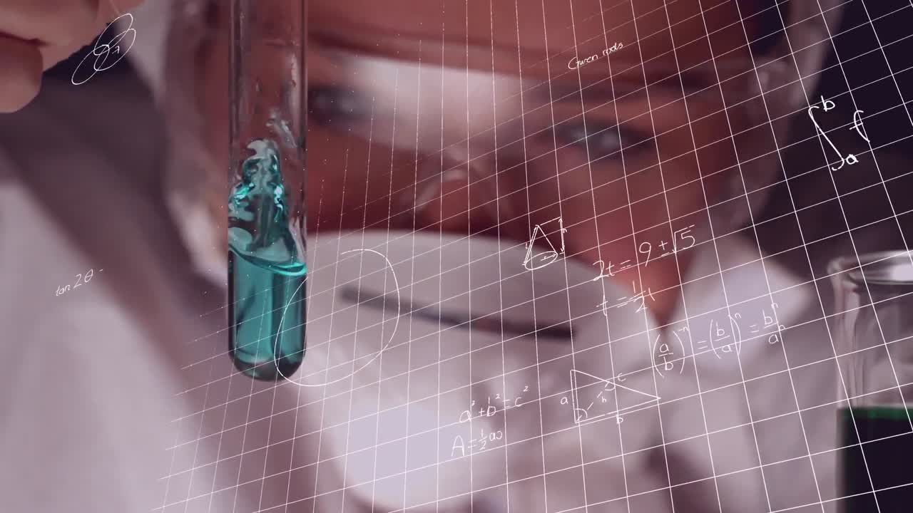 실험관 에서 화학물질 을 연구 하는 과학자