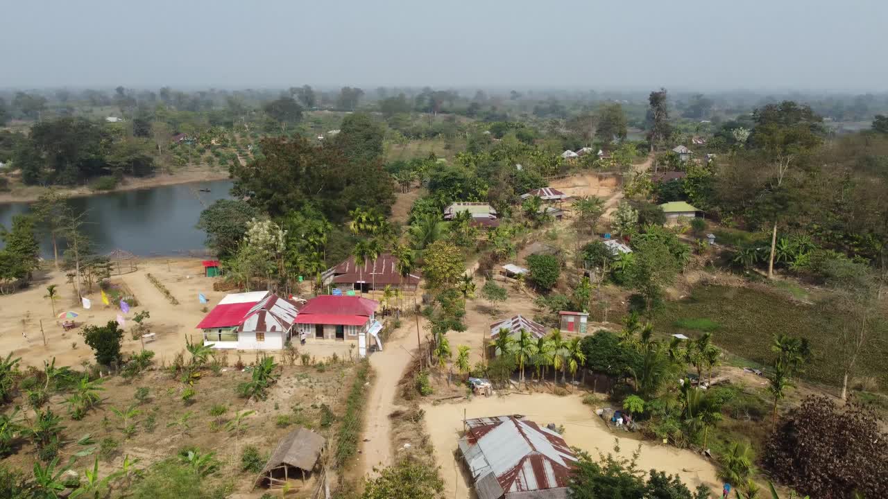 Drone view shot of vast lake in Tripura. Located on the Gomti River.