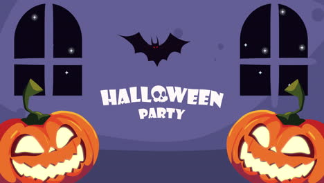 happy halloween party lettering animation