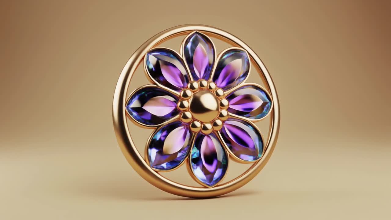 Golden Object Transforms into Gemstone Flower