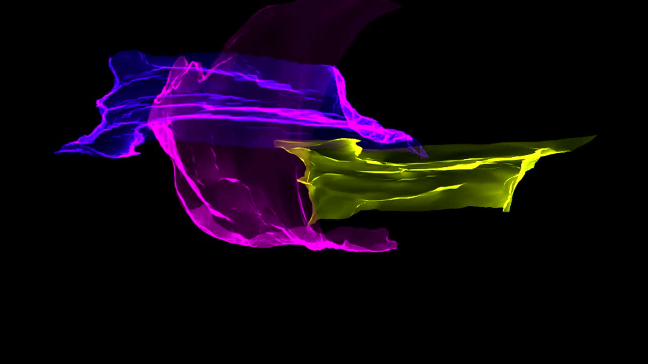 Colorful distorted ribbons flying on wind, romantic 3d rendering computer generated backdrop