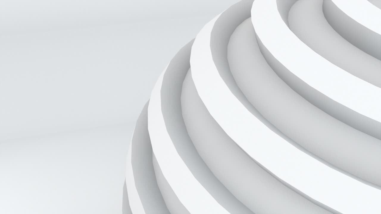 White circular elements. 3d rendering of a spherical shape with waves. Computer generated abstract backdrop
