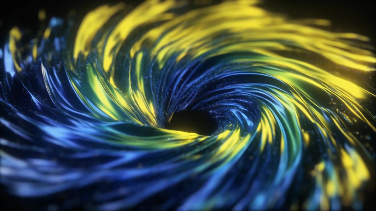 Abstract Swirling Vortex of Blue and Yellow Light Particles