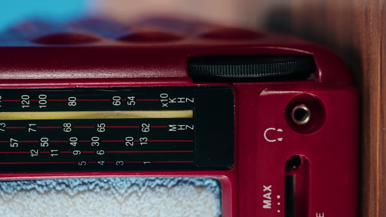 Close up of a red radio