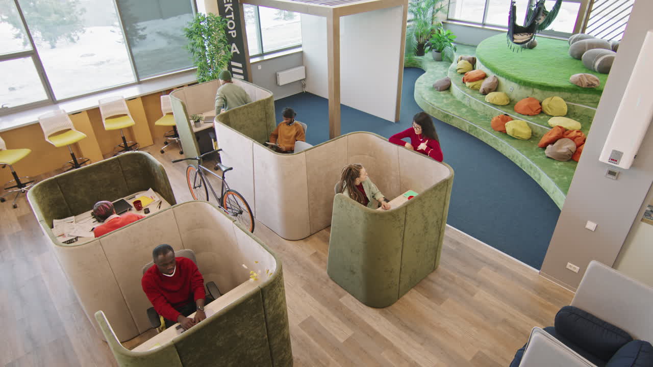 Top View of Young People Working in Start-Up Office