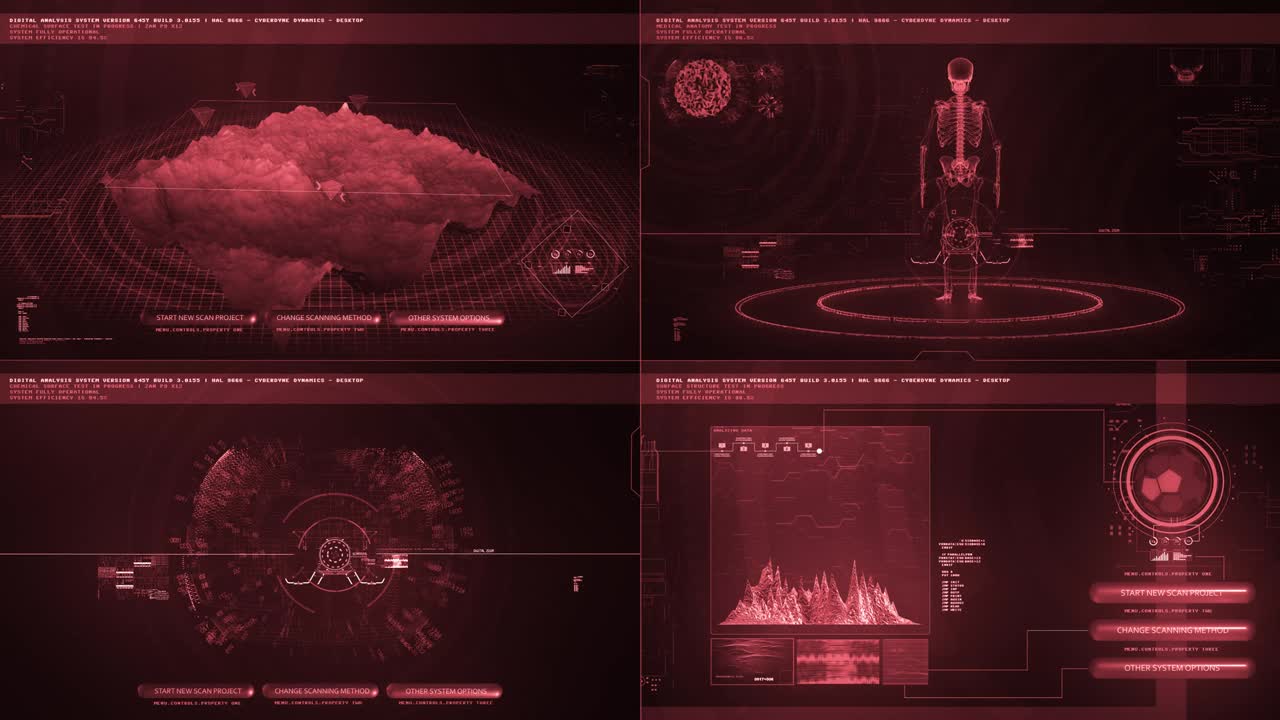HUD Futuristic Complex Loop Red