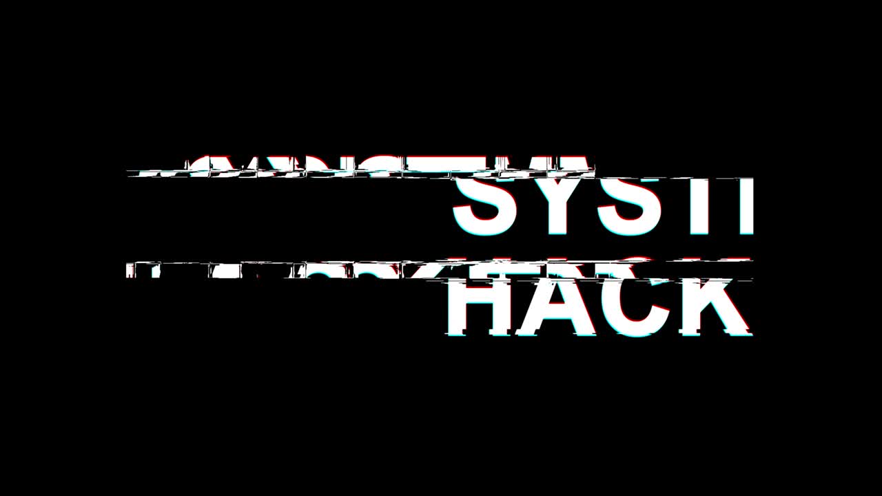 System Hacked  Glitch Effect Text Digital TV Distortion 4K Loop Animation