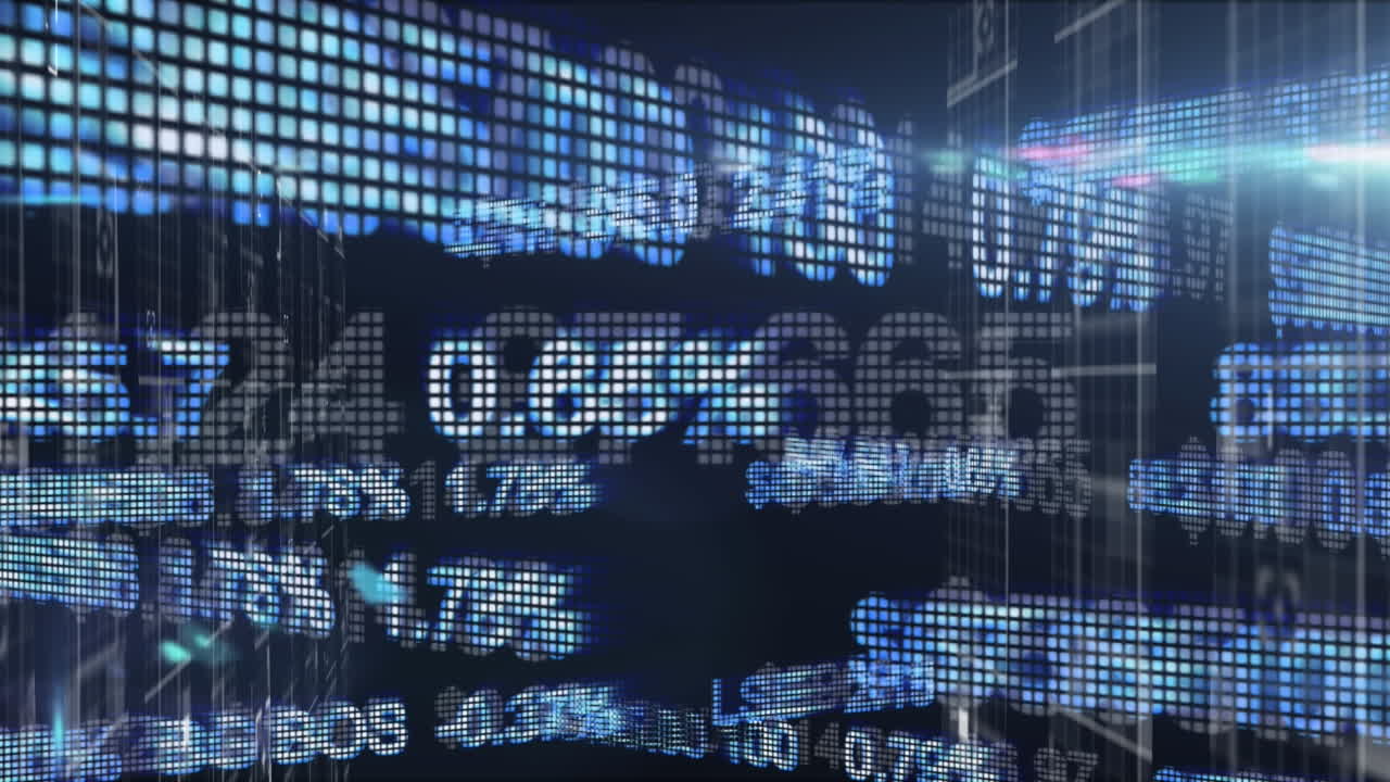 Stock market data processing against black background