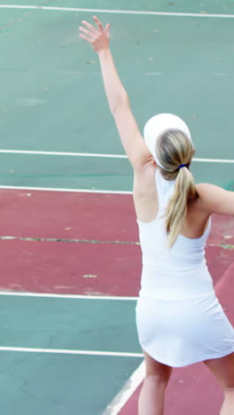 active sportswoman playing tennis