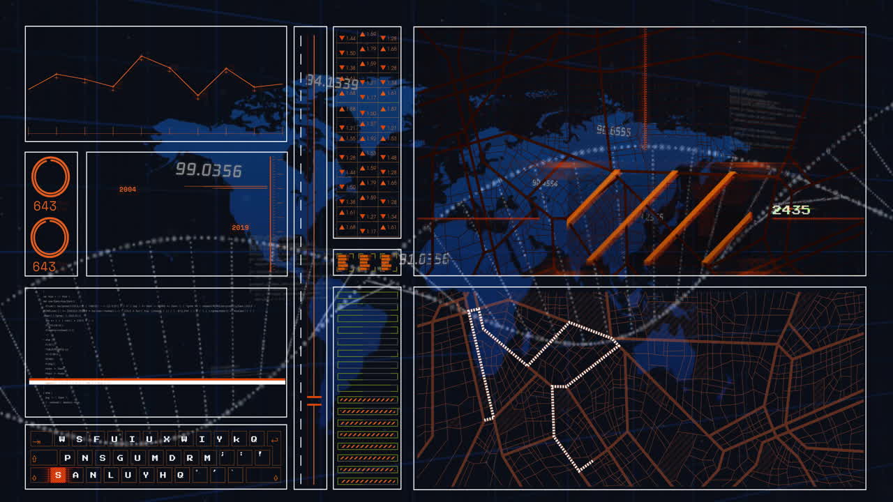 Animation of dna strand and data processing over world map