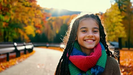 happy young girl in the fall