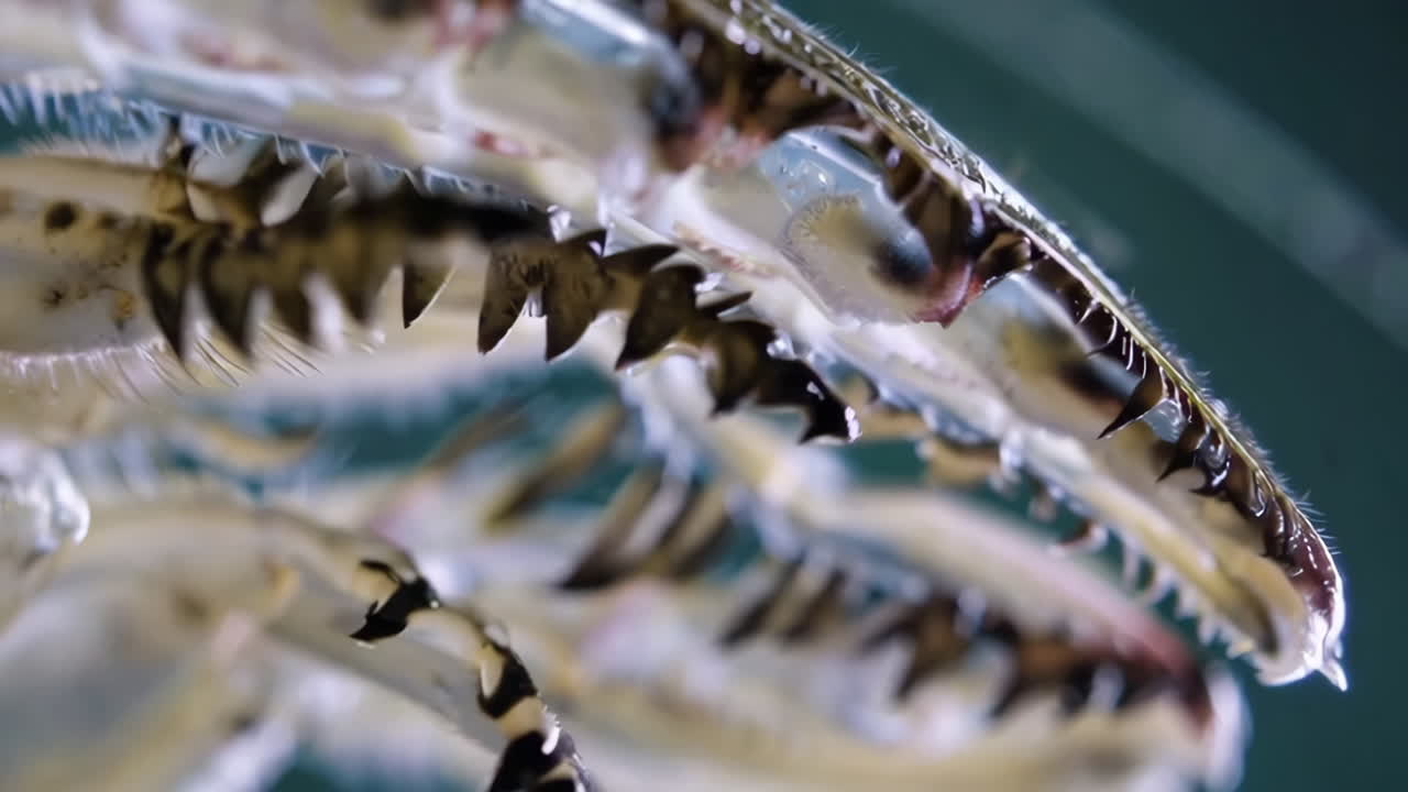 Close-up of an intricate biological structure, possibly a creature's feeding apparatus or mouth