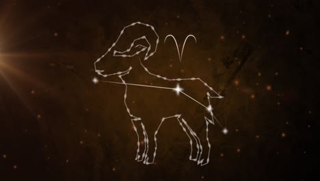 Animation-of-aries-star-sign-on-black-background