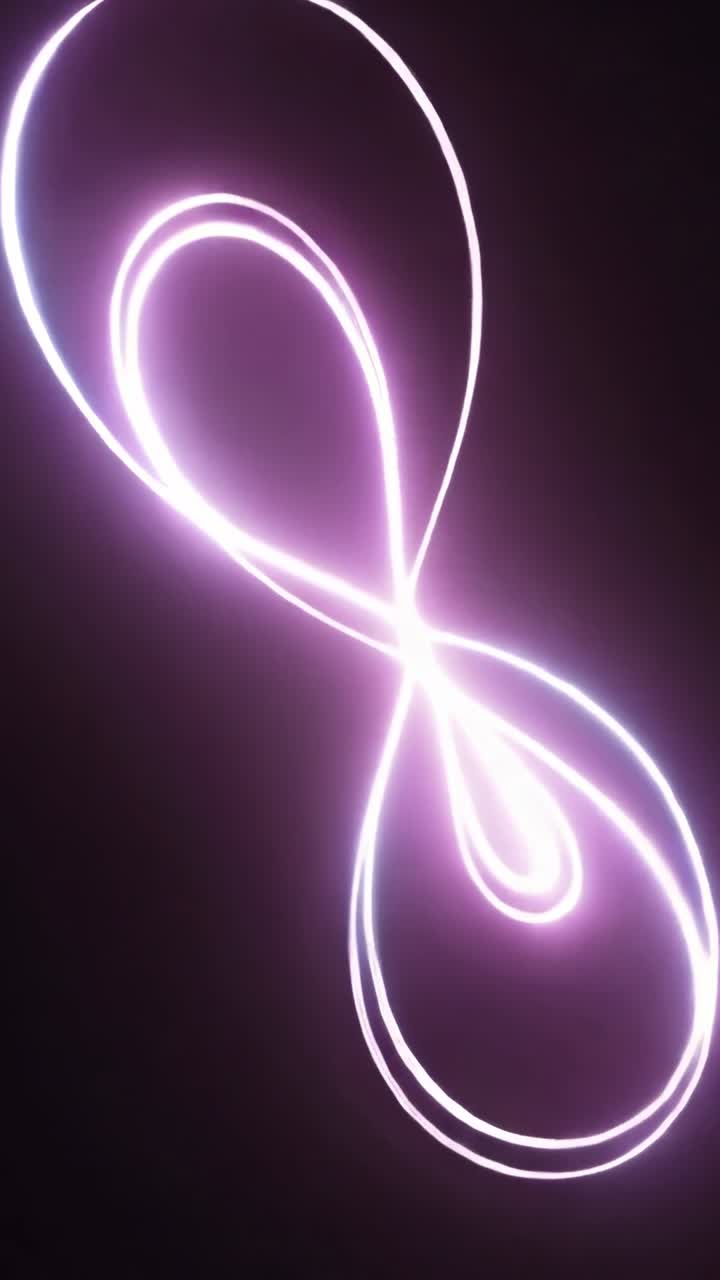 Vertical video: Pulsing purple-pink twin trails driving flips in dark void showing central flare